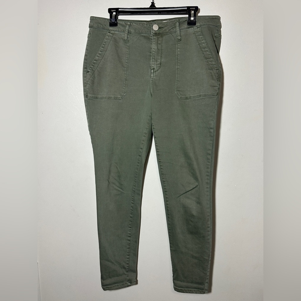 Seven7 Green Military Utility Ankle Stretch Midrise Skinny Pants Size 12